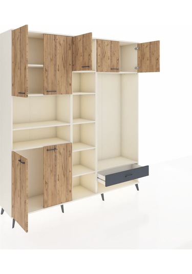 Hyperion Dolap 11 Raflı Tek Çekmeceli 7 Kapaklı 220x44x243 Aytaşı-çam/antrasit Atlas Çam/antrasıt