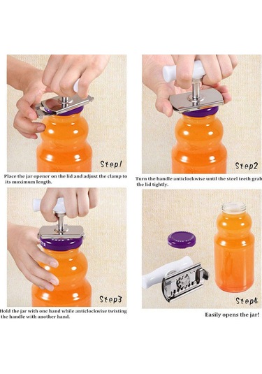 Tenfowee Paslanmaz Çelik Kavanoz Açıcı - Ergonomik S-şekilli Kollü, Ayarlanabilir Boyutlu, Kolay Kullanıma Uygun Beyaz/yeşil Beyaz