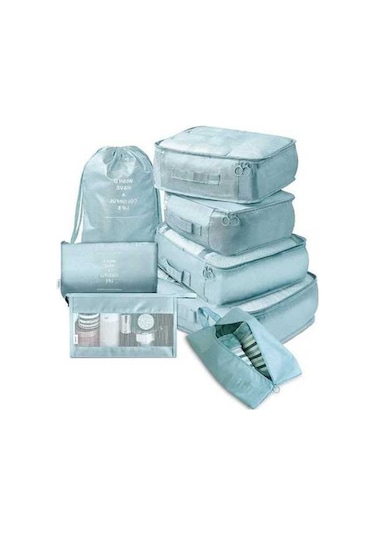 Novahub 8 Parçalı Seyahat Saklama Çantası Seti Göl Mavisi Göl Mavisi