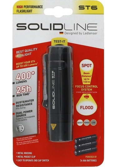 Solidline St6 El Feneri 320 Lümen Siyah