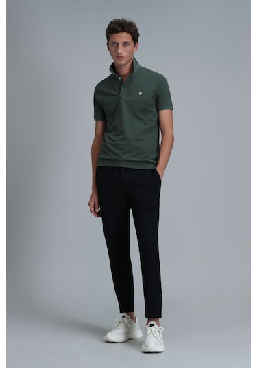 Lufian Erkek Laon Smart Polo T-shirt 111040164 Yeşil Mor