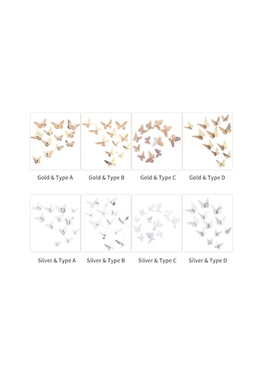 Tenfowee Altın 3d Kelebek Duvar Sticker - Ev Dekorasyonu, Salon, Odalar İçin Dıy立体 Dekor, Parlak Kağıt Malzeme, 12 Adet + Tutkal Noktaları Altın