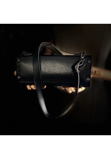 Hakiki Deri, El Yapımı Bayan Çanta, Bayan Cüzdan Larissa V34 Taş - Siyah