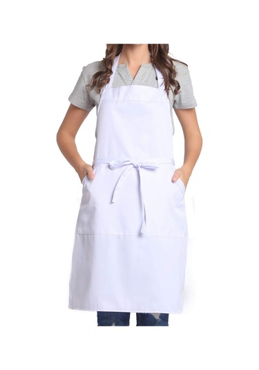 Kadınlar Erkekler İçin Uzun Bağları Olan Ayarlanabilir Önlük 18 Renk Şef Ki Beyaz, Diğer