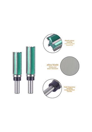 Reedark Ahşap Freze Ucu 4 Telli Düz Bıçaklı, Rulmanlı, Yuva Açma, Ahşap İşleme, 12 Mm Sap, 2'li Set