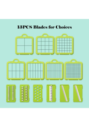 22'si 1 Arada Çok Fonksiyonlu Sebze Doğrayıcı Konteynerli Gri Gri