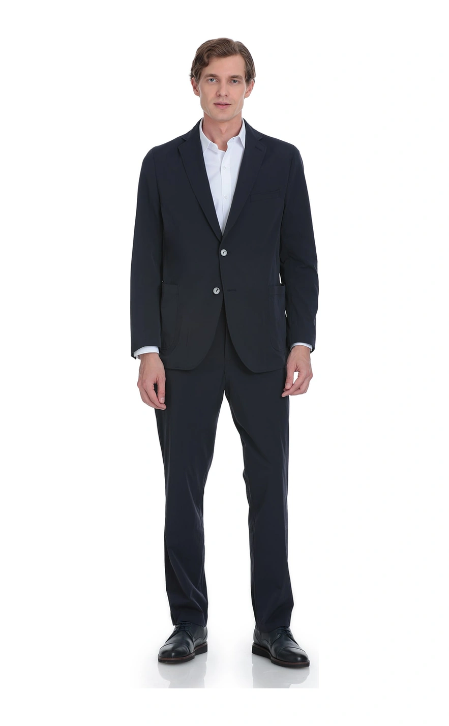 Lacivert Comfort Fit Mono Yaka Casual Takım Elbise Lacivert