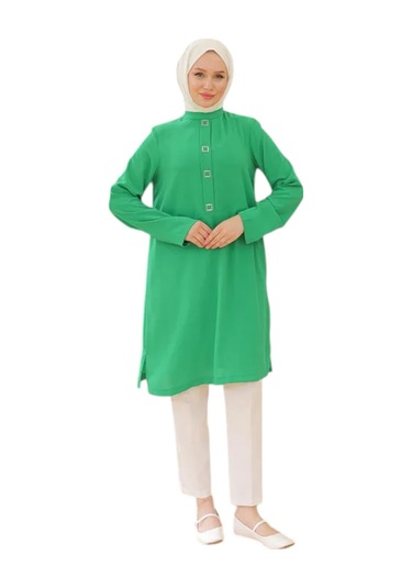 Levidor Kare Çıtçıtlı Tunik 24yt451 Yeşil