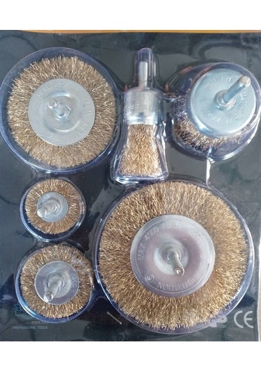 Matkaplar İçin Pimli Çelik Tel Fırça Seti 6 Parça