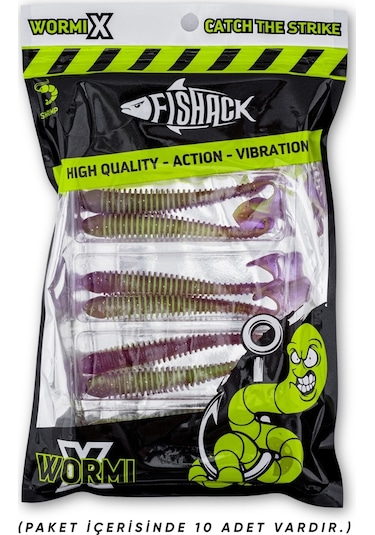 Silikon Kurt Yem - 4,2g 105mm - Turna/levrek Silikonu - 1 Adet - Mor/yeşil - Karides Kokulu