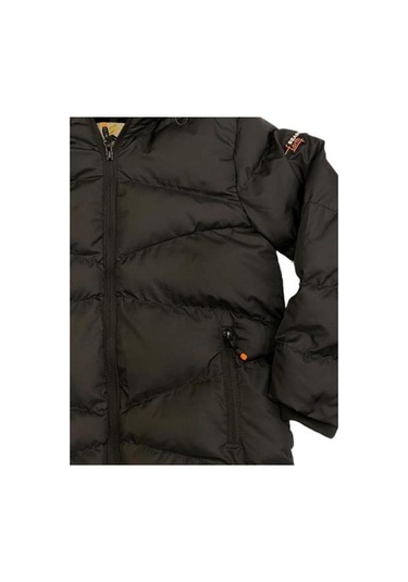 Erkek Çocuk Kapüşonlu Şişme Mont-11053 Siyah