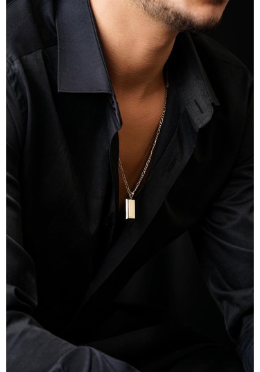 14 Ayar Altın Külçeli Figaro Zincir Erkek Kolye Pembe Altın