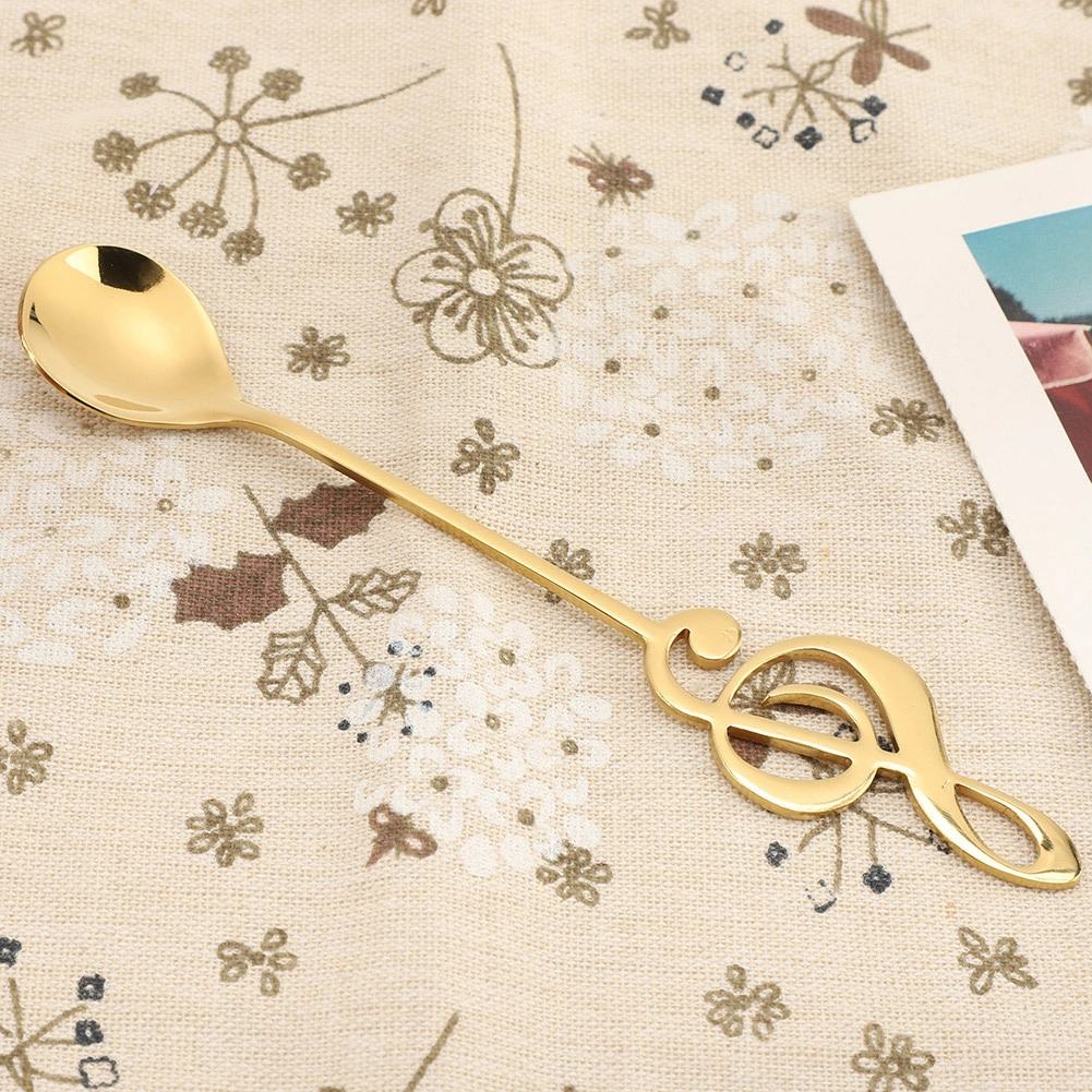 Hangfox 304 Paslanmaz Çelik Müzik Notası Desenli Kahve Karıştırıcı Kaşık - Gümüş Renkli Tatlı Ve Pasta Kaşığı Altın