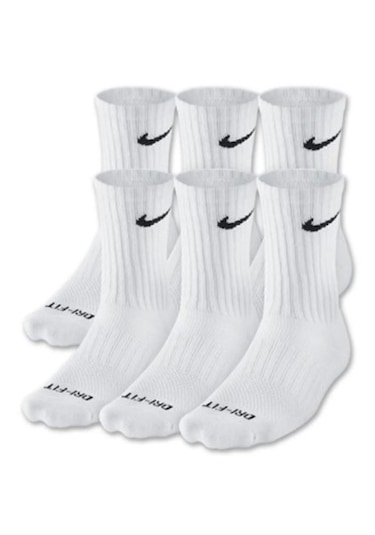 Nike Dri-fit Cushioned Crew Orta Boy Erkek Çorap Siyah/beyaz Sx4 Beyaz