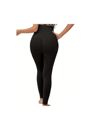 Lazer Kesim 2 Beden Incelten Hayalet Korseli Yüksek Bel Tayt SiYAH