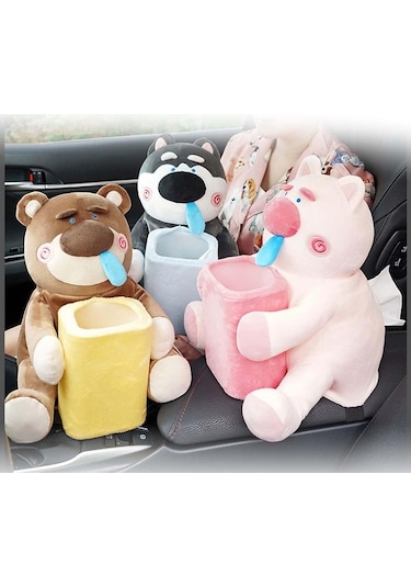 Createtech Yumuşak Peluş Çöp Kovası Ayı Desenli Oturma Kutusu Homyl Diğer