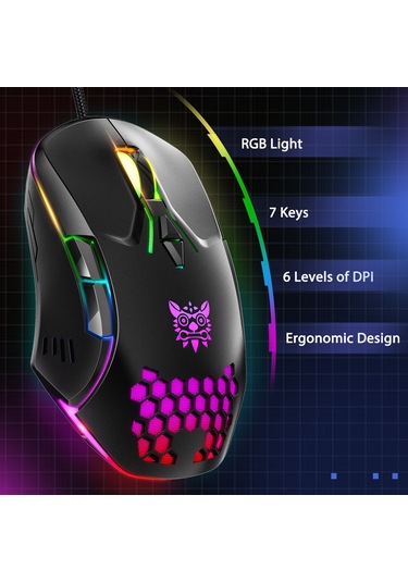 Onikuma CW902 Kablolu RGB Aydınlatmalı Optik Oyuncu Mouse