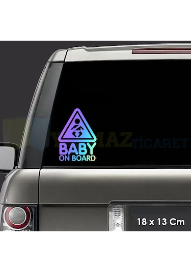 Dikkat Arabada Bebek Var Hologram Oto Sticker Çıkartma Etiket
