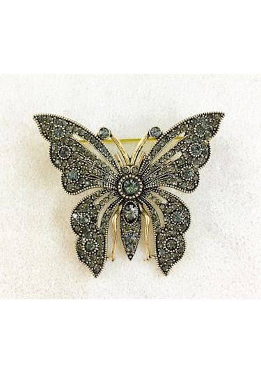 Kelebek Swarovski Taşlı Elmas Montür Yaka İğnesi Broş Sevgiliye Hediye