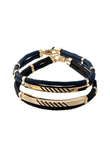 Cenova Kuyumculuk 14 Ayar Altın Lacivert Örme Kauçuk Erkek Bileklik Lacivert