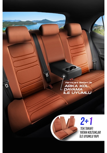 Taba - Taba Panda Rodos Serisi Deri Ortopedik Oto Koltuk Kılıfı - Tam Set
