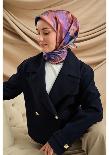 Silk Home Twill İpek Eşarp 11480-75 Saks, Pudra Vizon, Tozpembe, Gül Kurusu, Somon