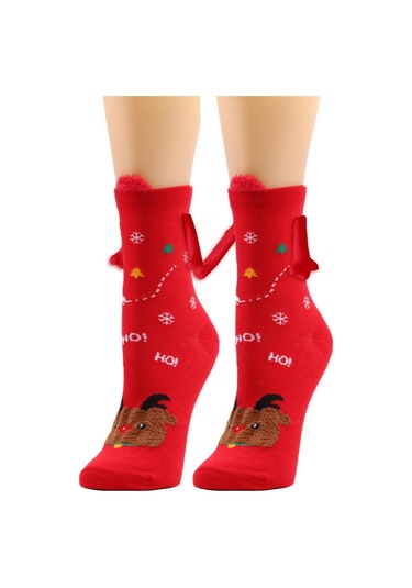 Homyl 1 Çift El Ele Çorap Hediye Rahat Orta Tüp Sevimli Turuncu