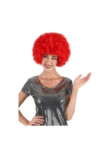 Kırmızı Renk Kıvırcık Afro Bonus Peruk Lisinya