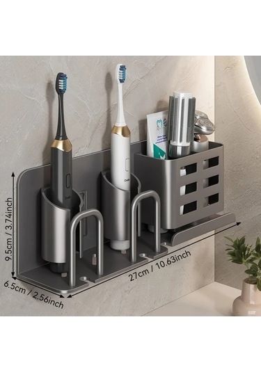 Fastbuy Sütlü Renk 2 Kartlu Alüminyum Diş Fırça Tutucu Banyo Tasarruflu Organizatör Sütlü Kahverengi