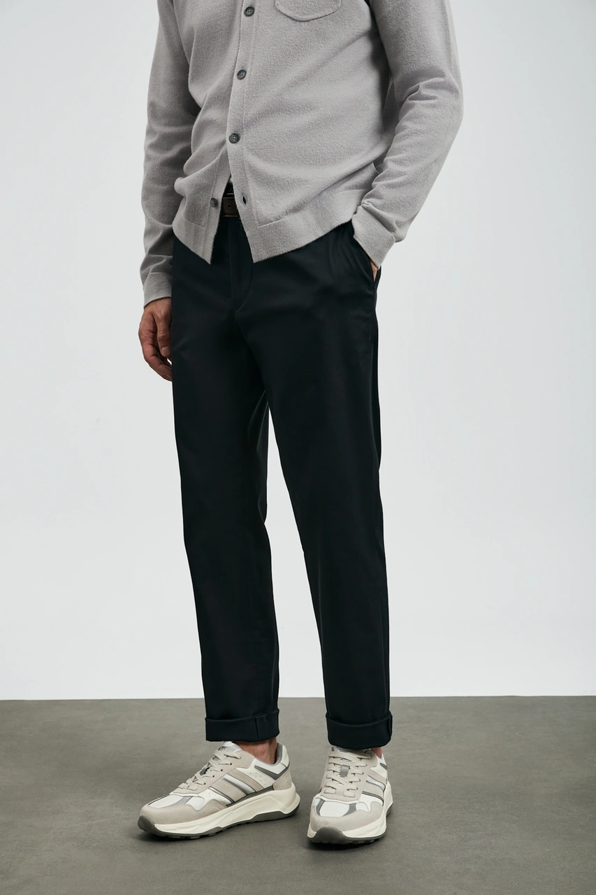 Lufian Rumı Smart Erkek Chino Pantolon Slim Fit Siyah Siyah 112190336100100 Siyah