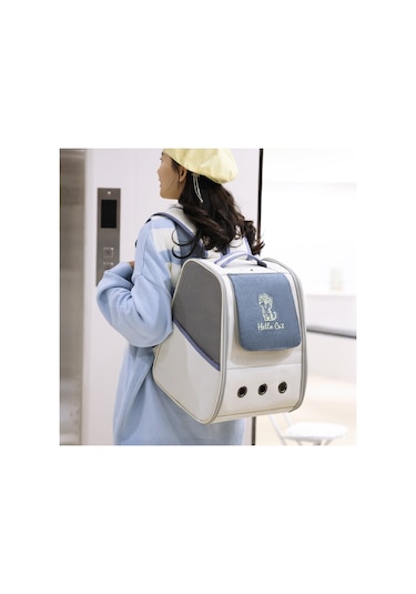 Hangfox Sıcak Kedi Desenli Su Geçirmez Kanvas Pet Çantası - Taşınabilir, Geniş Hacimli Dışarı Çıktılar İçin Omuz Çantası 5025 Gri