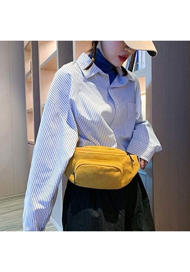 Bel Çantası Tuval Kadın Bel Çantaları Unisex Göğüs Çantası Moda Kemer Çantası Rahat Seyahat Kadın Omuz Çantaları Moda Fanny Paketi Kadın Göbek Çantası 1 A1183 Siyah