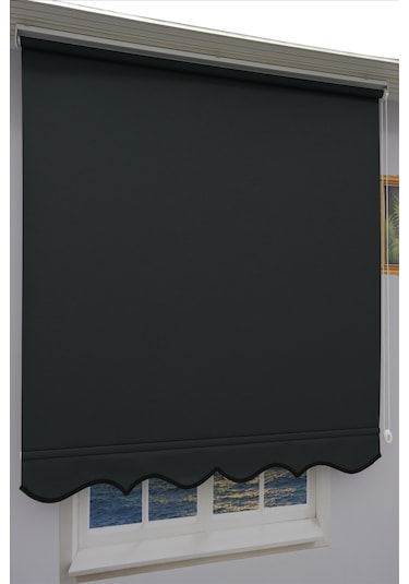 Kalın Keten Stor Zebra Güneşlik Perde Etekli Alüminyum Kasa & Boru, Ithal Kumaş Siyah