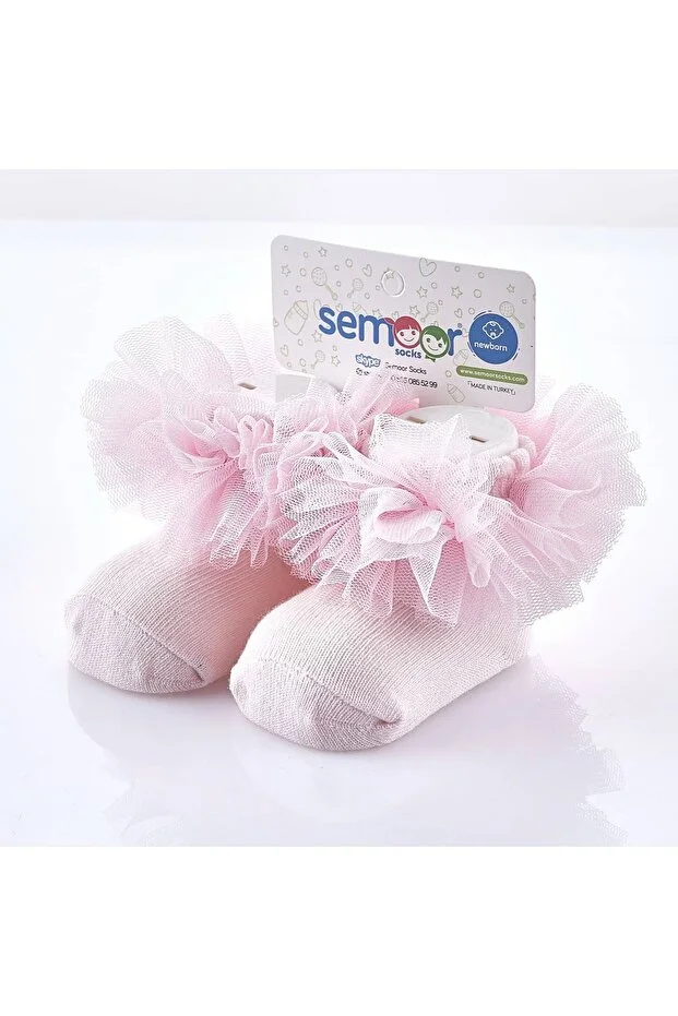Veraye Socks Kız Bebe Kokoş Patik Pamuklu Penye 3'lü Krem/pembe/beyaz