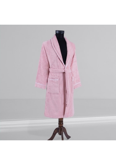 % 100 Pamuklu Laodikeia Şalyaka Bornoz Kadın Erkek Unisex Pembe