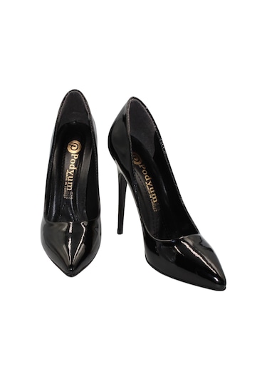 Celira Siyah Rugan Topuklu 10 Cm Kadın Stiletto Ayakkabı Siyah