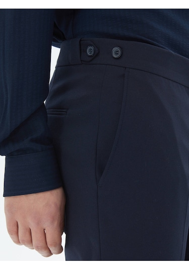 Kip Lacivert Dokuma Regular Fit Casual Pantolon Lacivert