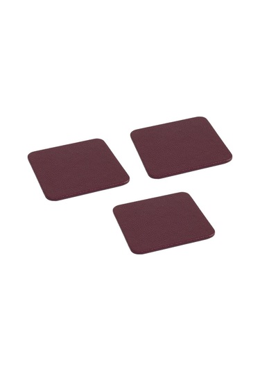 Turgut Office Deri Bardak Altlığı Bordo 3 Adet Bordo