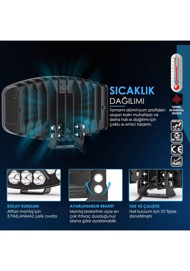 10'' Beyaz Turuncu Led Spot Projektör + Drl Tır Kamyon Off Road 12-24volt 1 Adet