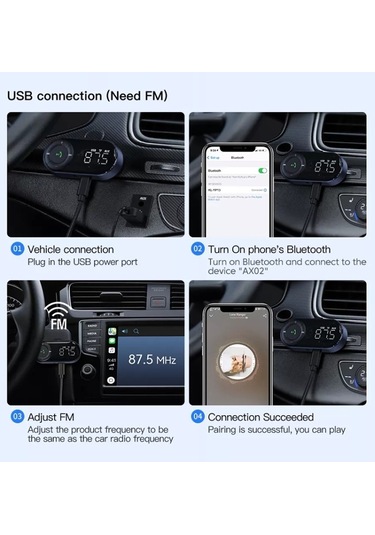 Sones Araç Bluetooth 5.2 Ses Alıcı Desteği Kablosuz Arama