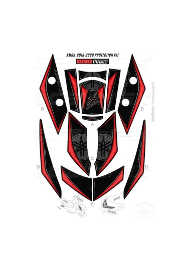 Yamaha Xmax 2018 - 2020 Kırmızı Tank Pad Xy013r