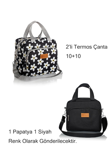 2'li Set 10+10 L Yemek Taşıma Çantası Sıcak Ve Soğuk Termal Termo Siyah