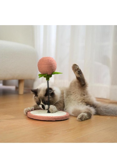 Suntek Kedi Tırmalama Pedi Kitty Tahtası Oyuncak Sisal Topu Pembe