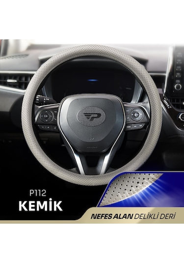 Panda Oto Direksiyon Kılıfı - Delikli Deri-kemik