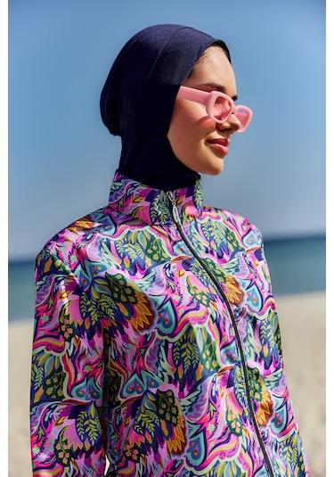 Paraşüt Tam Kapalı Tesettür Mayo Nisa R5501 Lacivert