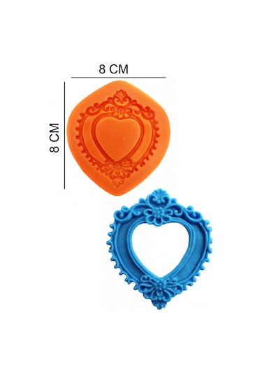 Çerçeve Kalp Silikon Şeker Hamuru, Sabun, Mum Kalıp