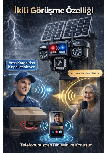 4 Kamera 20mp Ultrahd Güneş Enerjili Sim Kartlı 360 Güçlü Batarya 12xzoom Güvenlik Kamerası