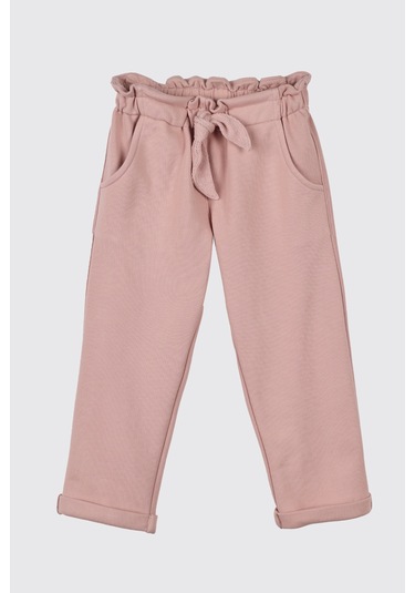 Panço Kız Çocuk Örme Pantolon Pembe
