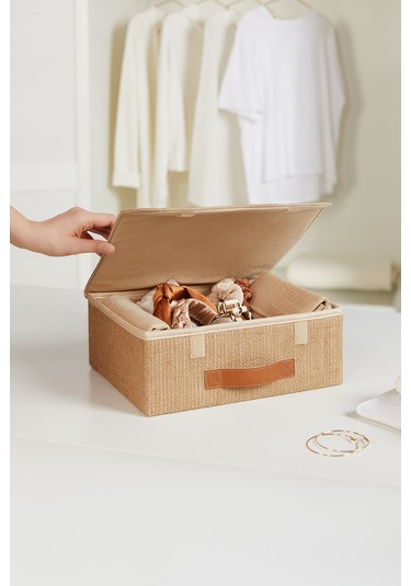 Ocean Home Textile 2'li Jüt Kapaklı Kutu Set 30 x 23 x 11 cm