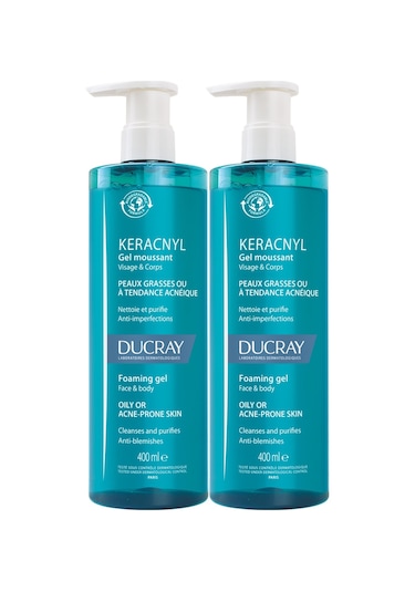 Ducray Keracnyl Gel Yağlı Ve Akneli Ciltler İçin Temizleme Jeli 400ml 2 Adet